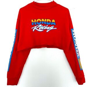 Red Vintage Forever 21 Honda Cropped Crewneck Sweater Size M